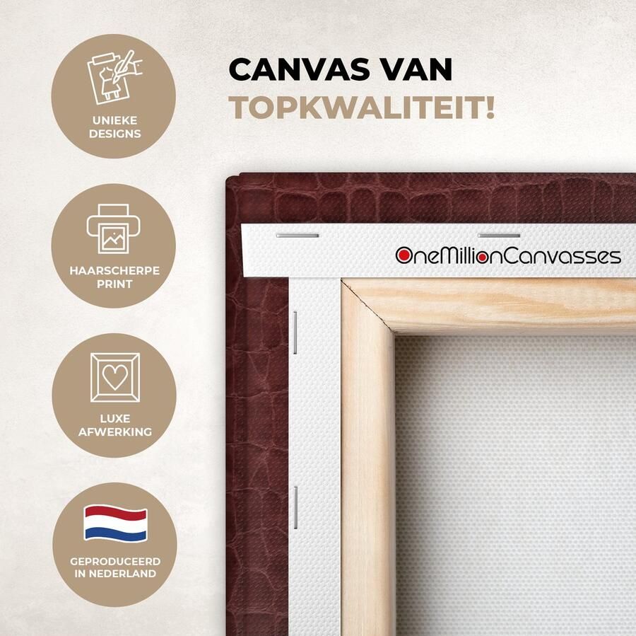 OneMillionCanvasses Canvas Schilderij Inductie beschermer Leer Rood Dierenhuid 60x40 cm Wanddecoratie - Foto 2