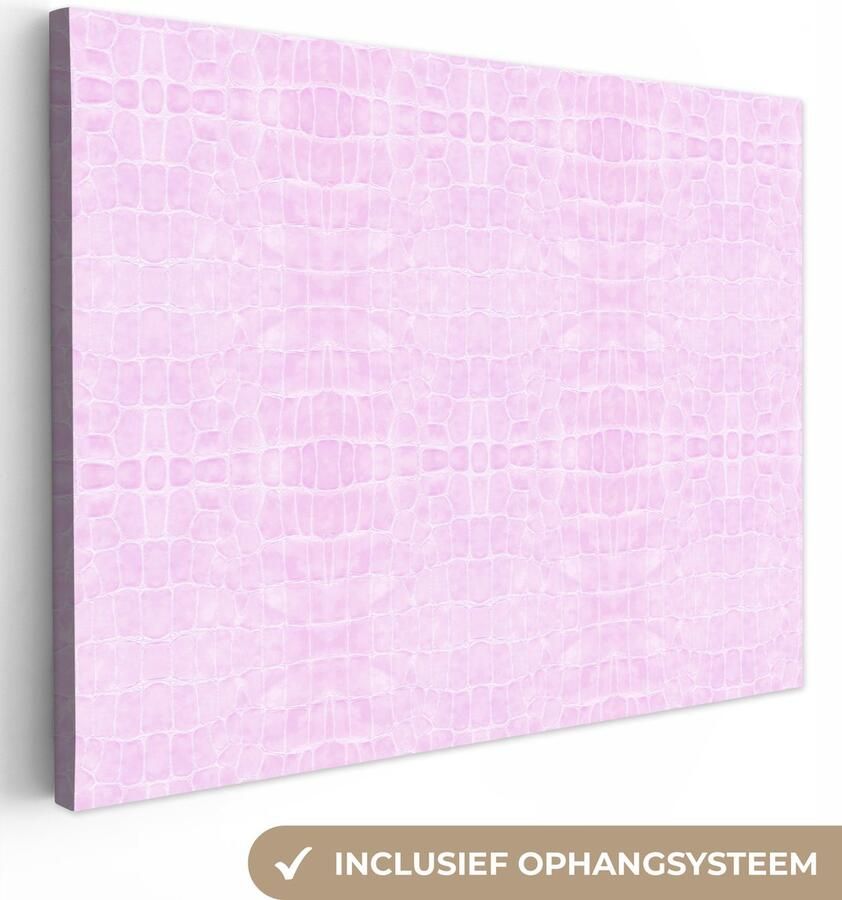 OneMillionCanvasses Canvas Schilderij Inductie beschermer Leer Roze Dierenhuid 120x90 cm Wanddecoratie