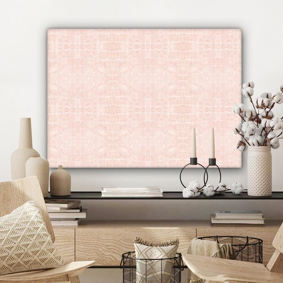 OneMillionCanvasses Canvas Schilderij Inductie beschermer Leer Roze Dierenhuid 80x60 cm Wanddecoratie