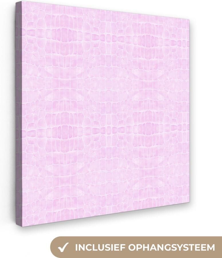 OneMillionCanvasses Canvas Schilderij Inductie beschermer Leer Roze Dierenhuid 90x90 cm Wanddecoratie