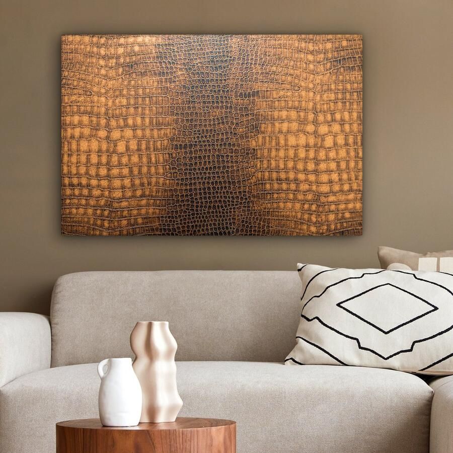 OneMillionCanvasses Canvas Schilderij Inductie beschermer Leer Structuur Dierenhuid 60x40 cm Wanddecoratie - Foto 7