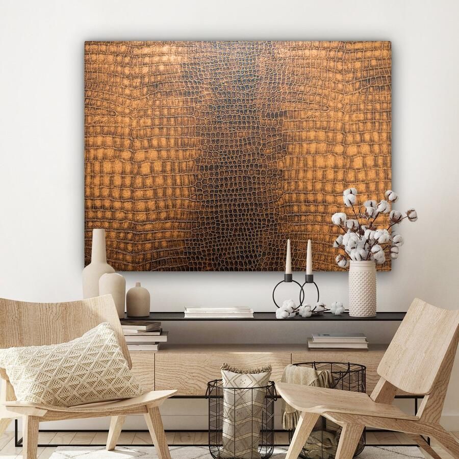 OneMillionCanvasses Canvas Schilderij Inductie beschermer Leer Structuur Dierenhuid 120x90 cm Wanddecoratie - Foto 2