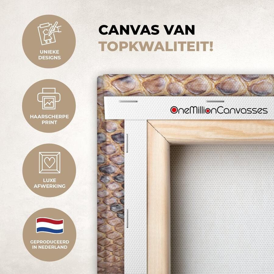 OneMillionCanvasses Canvas Schilderij Inductie beschermer Leer Structuur Dierenhuid 80x60 cm Wanddecoratie - Foto 4