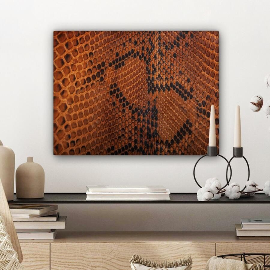 OneMillionCanvasses Canvas Schilderij Inductie beschermer Leer Structuur Dierenhuid 40x30 cm Wanddecoratie - Foto 4