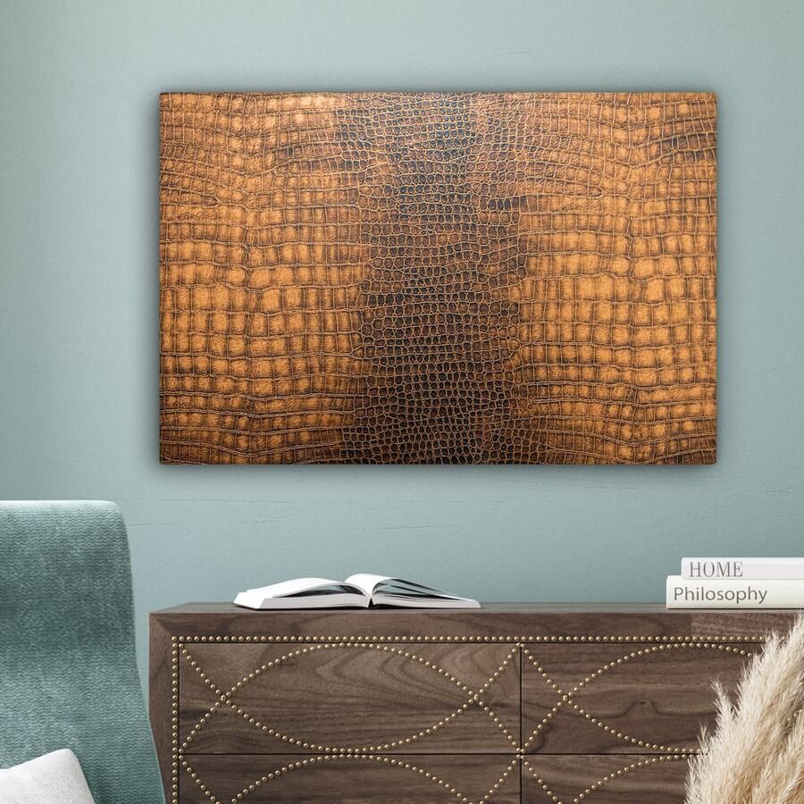 Canvas schilderij 90x60 cm Wanddecoratie Inductie beschermer Leer Structuur Dierenhuid Muurdecoratie woonkamer Slaapkamer decoratie Kamer accessoires Schilderijen op canvas - Foto 5