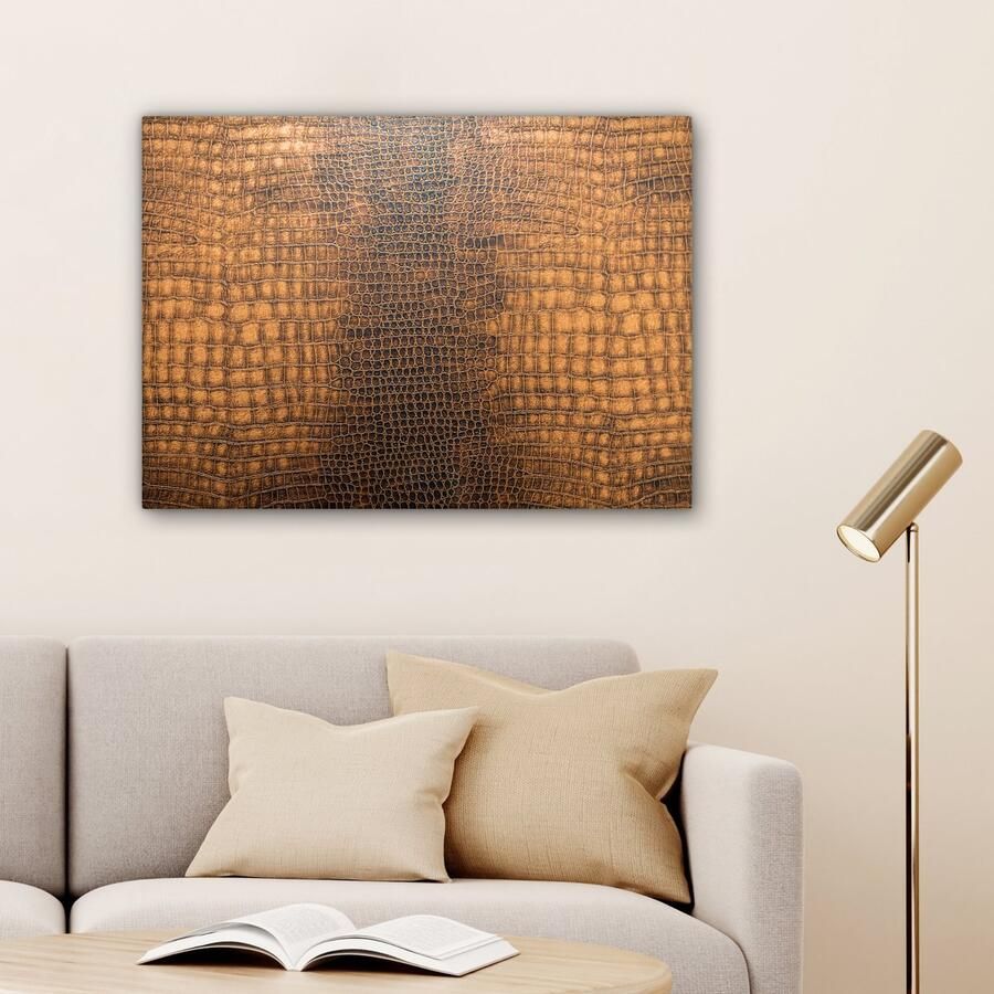 OneMillionCanvasses Canvas Schilderij Inductie beschermer Leer Structuur Dierenhuid 80x60 cm Wanddecoratie - Foto 3