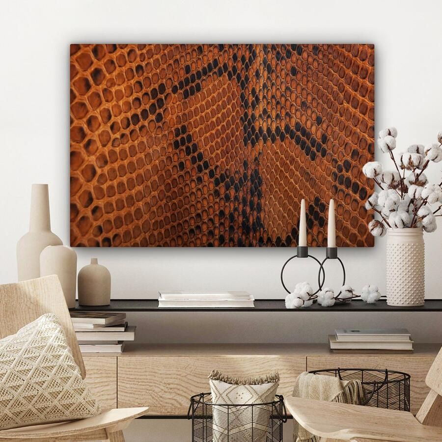 OneMillionCanvasses Canvas Schilderij Inductie beschermer Leer Structuur Dierenhuid 90x60 cm Wanddecoratie - Foto 5