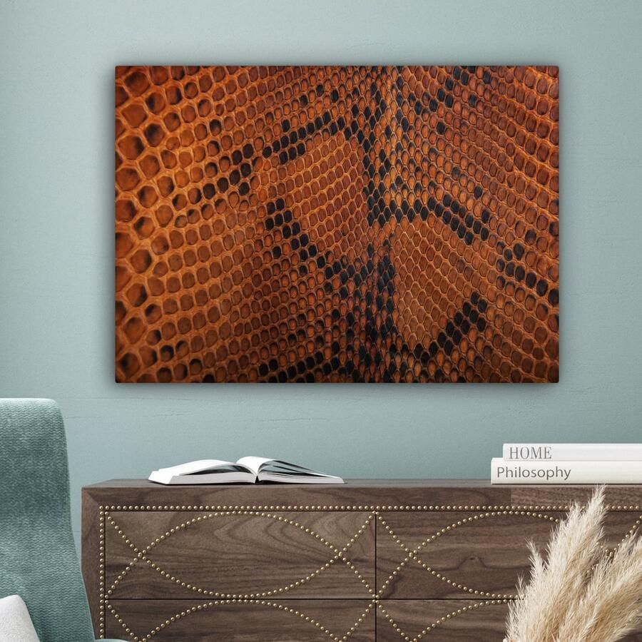 OneMillionCanvasses Canvas Schilderij Inductie beschermer Leer Structuur Dierenhuid 80x60 cm Wanddecoratie - Foto 2