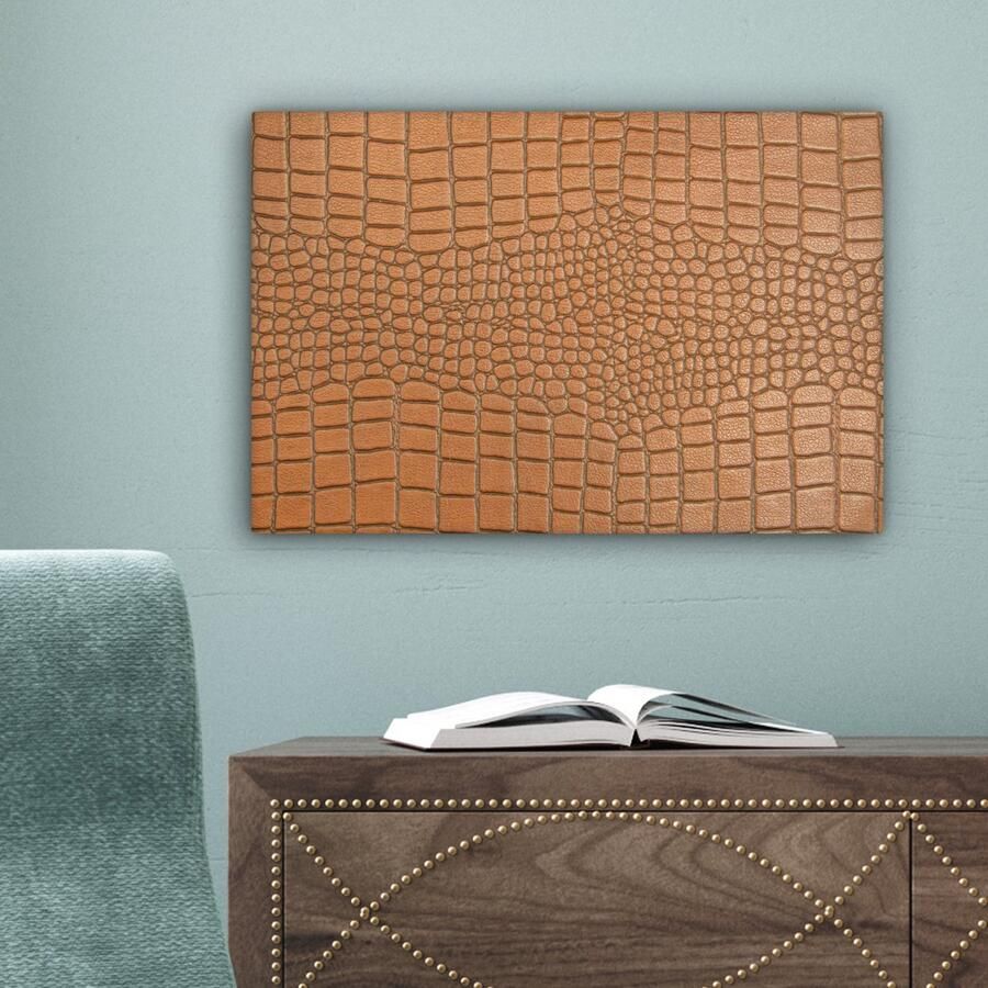 OneMillionCanvasses Canvas Schilderij Inductie beschermer Leer Structuur Dierenhuid 30x20 cm Wanddecoratie