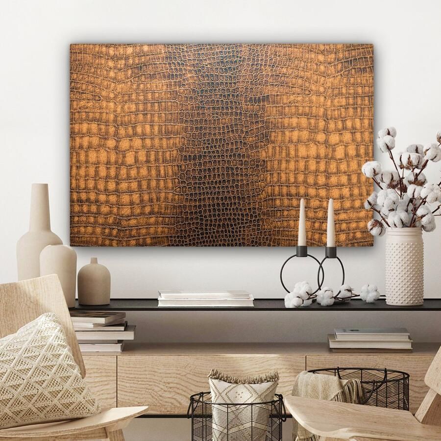 OneMillionCanvasses Canvas Schilderij Inductie beschermer Leer Structuur Dierenhuid 60x40 cm Wanddecoratie