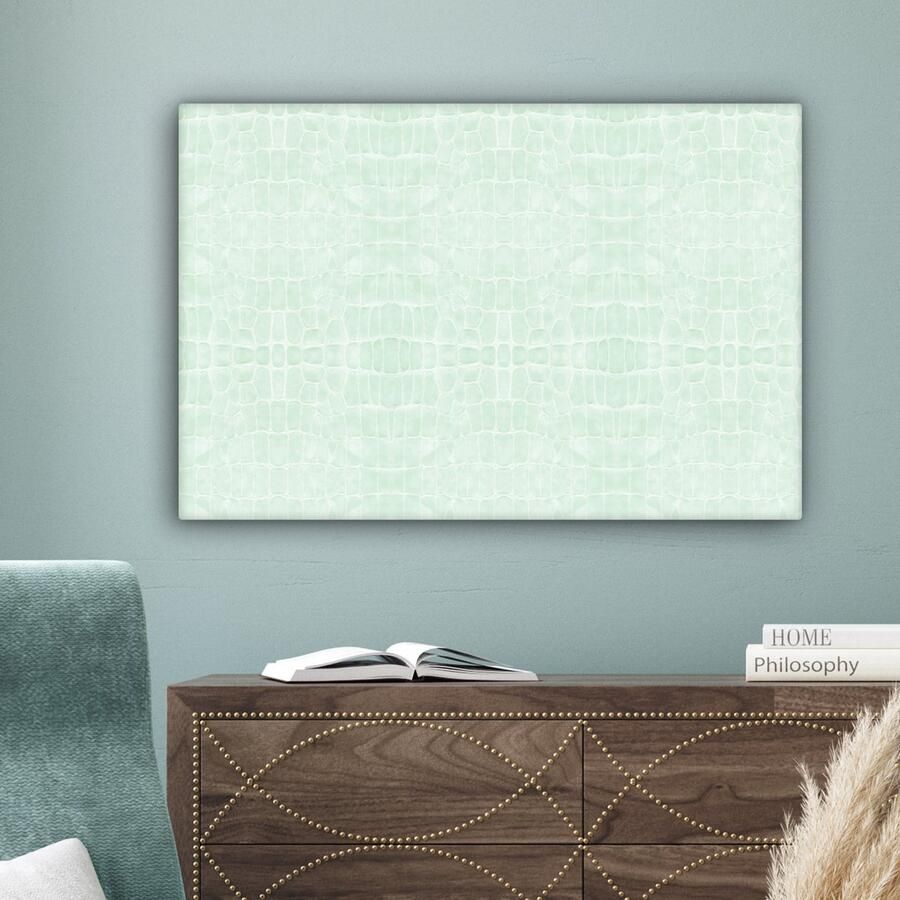 OneMillionCanvasses Canvas Schilderij Inductie beschermer Leer Structuur Dierenhuid 90x60 cm Wanddecoratie - Foto 2