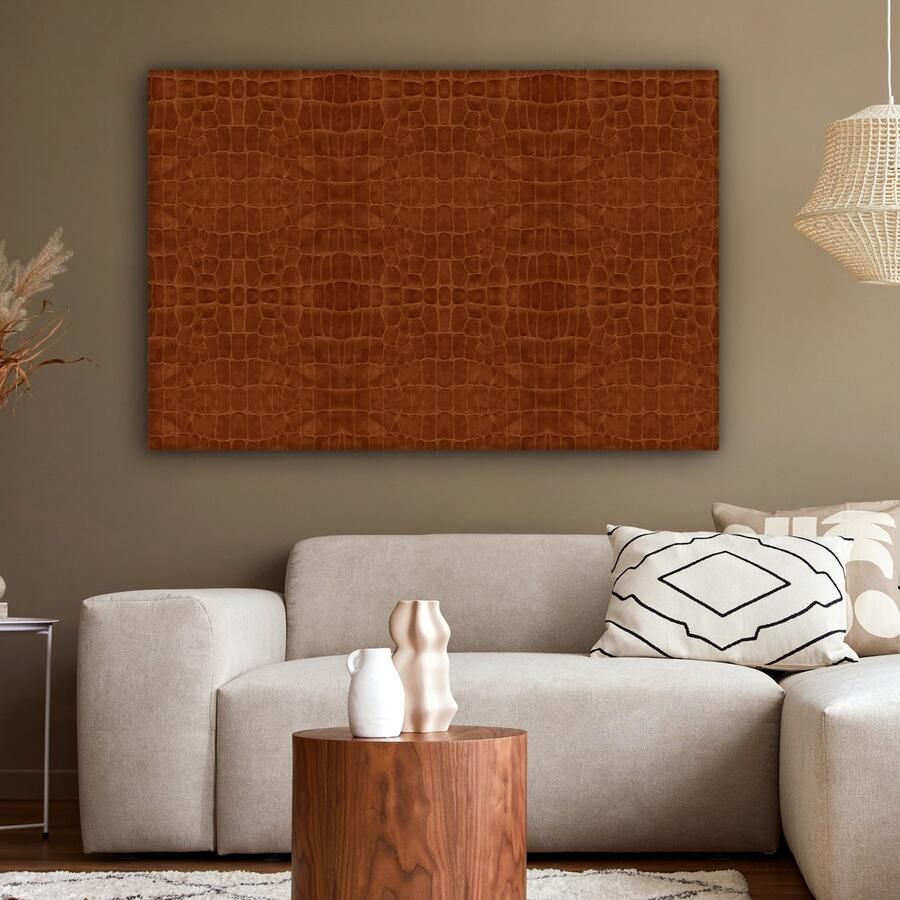 OneMillionCanvasses Canvas Schilderij Inductie beschermer Leer Structuur Dierenhuid 120x80 cm Wanddecoratie - Foto 3