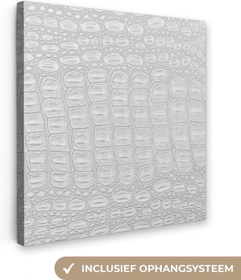 OneMillionCanvasses Canvas Schilderij Inductie beschermer Leer Zilver Dierenhuid 20x20 cm Wanddecoratie