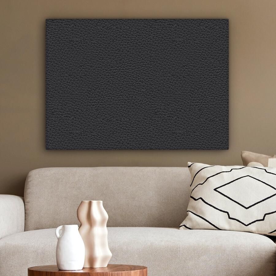 OneMillionCanvasses Canvas Schilderij Inductie beschermer Leer Zwart Dierenhuid 80x60 cm Wanddecoratie