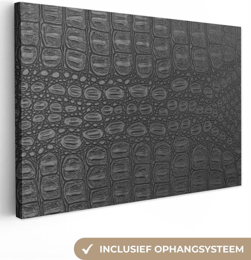 OneMillionCanvasses Canvas Schilderij Inductie beschermer Leer Zwart Dierenhuid 90x60 cm Wanddecoratie