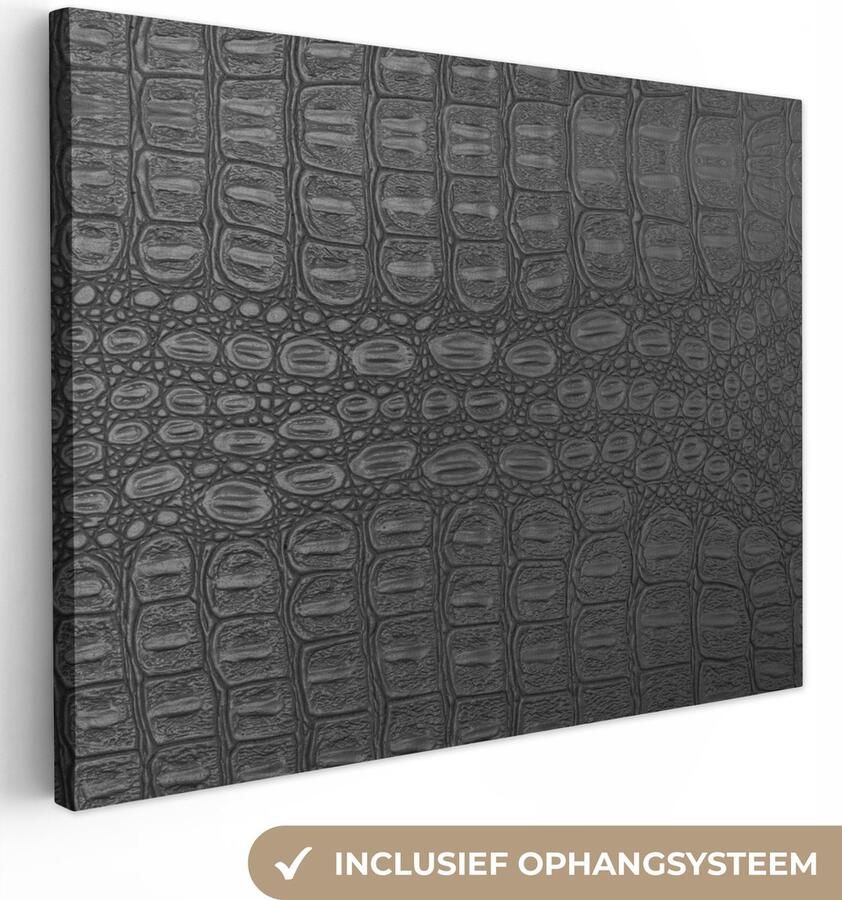 OneMillionCanvasses Canvas Schilderij Inductie beschermer Leer Zwart Dierenhuid 120x90 cm Wanddecoratie