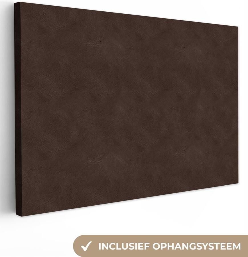 OneMillionCanvasses Canvas schilderij 140x90 cm Wanddecoratie Leer Bruin Dierenhuid Muurdecoratie woonkamer Slaapkamer decoratie Kamer accessoires Schilderijen