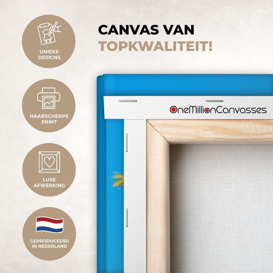 OneMillionCanvasses Canvas schilderij 90x90 cm Wanddecoratie Zee Palmbomen Hangmat Muurdecoratie woonkamer Slaapkamer decoratie Kamer accessoires Schilderijen op canvas - Foto 2