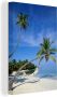 OneMillionCanvasses Twee palmbomen op het strand met een hangmat Canvas 120x180 cm Foto print op Canvas schilderij (Wanddecoratie woonkamer slaapkamer) Zee en Strand XXL Groot formaat! - Thumbnail 1
