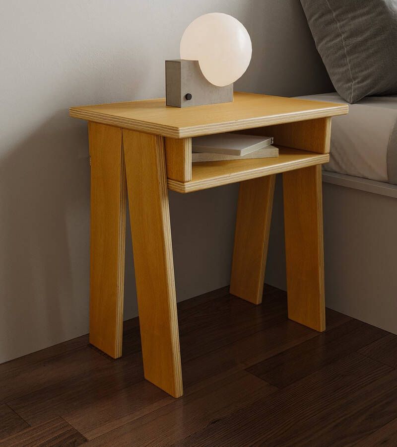 onlinecanvas Houten Nachtkastje 45cm Lengte 34cm Breedte- 51cm Hoogte Kleur Teak Hardhout