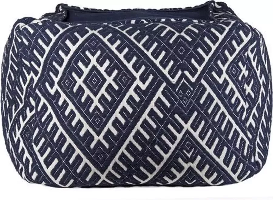 Only natural Fairtrade Poef Native Blauw Print