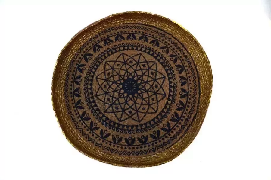 Only natural Floz tafel dienblad tafel tray jute met oosters tintje 40 cm fairtrade