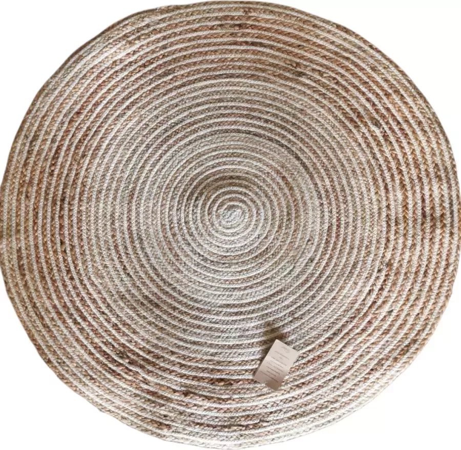 Only natural Jute vloerkleed rond 100 cm Naturel roze