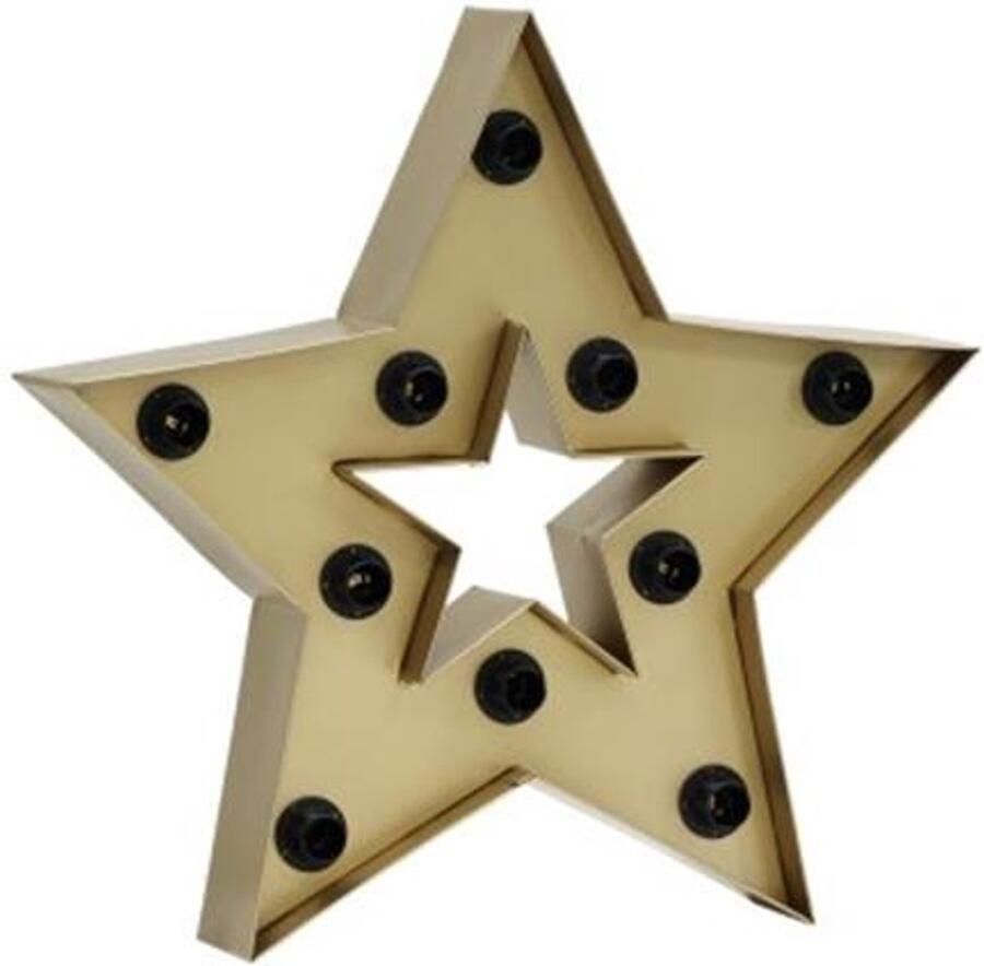 Only natural fantastische grote letter lamp verlichting vintage stijl antiek koper 56 cm Ster op metalen standaard