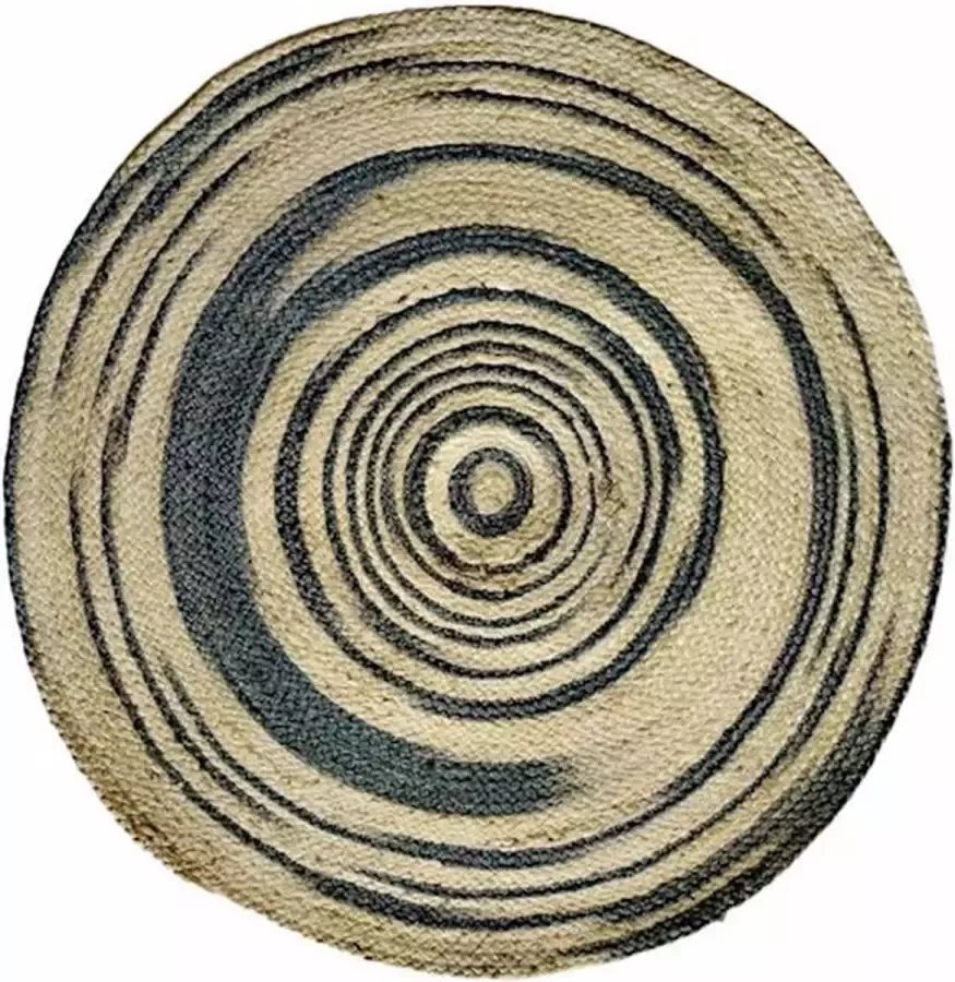 Only natural Vloerkleed Vloermat 100 cm rond Tie Dye Blauw Grijs