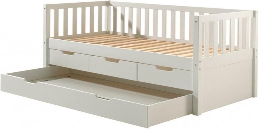 Vipack EMOB Bedlade Friedrich 90x200 dennenhout wit Bedlades Wit Hout Bedlades Op voorraad