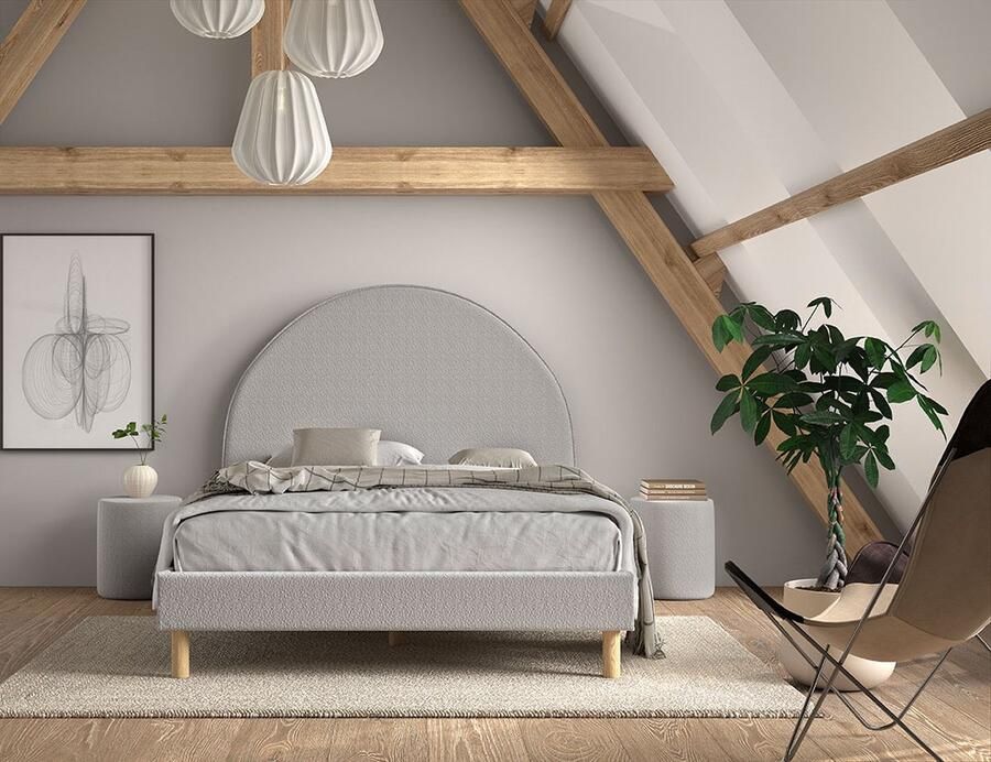 Vipack Hocker Moon hocker in rond met fluffy bouclé stof als zitje of nachtkastje ∅ 41 cm bouclé stof in 4 kleuren - Foto 3