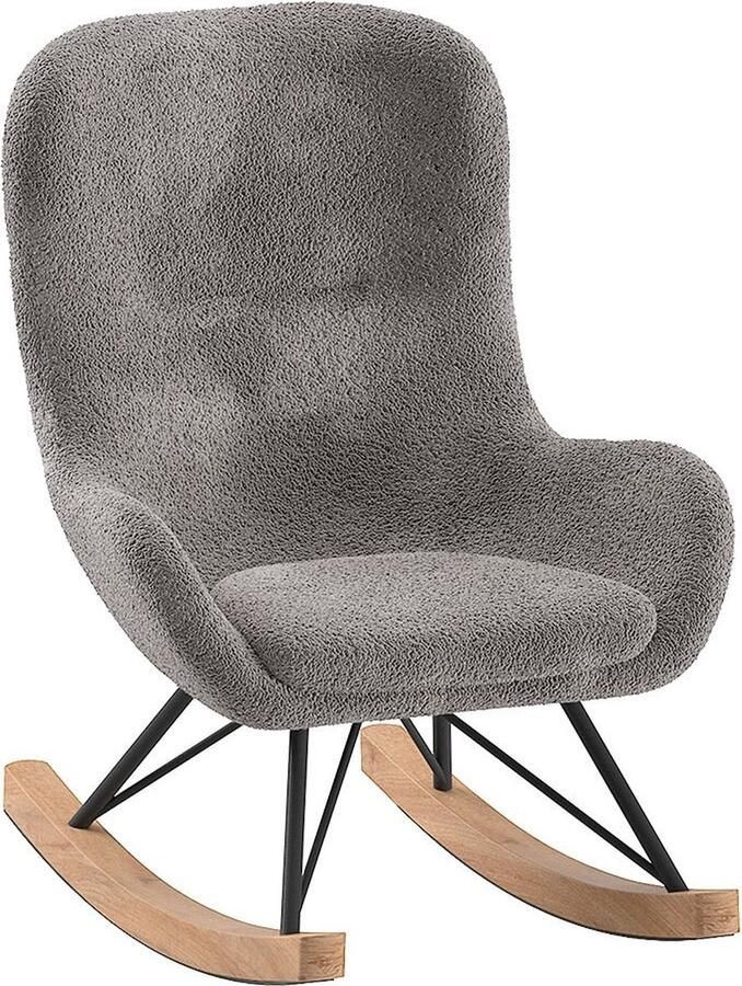 Vipack Schommelstoel Rocky in fluffy bouclé stof slede van massief beukenhout Kinder schommelstoel voor rustgevend schommelen twee kleuren - Foto 3