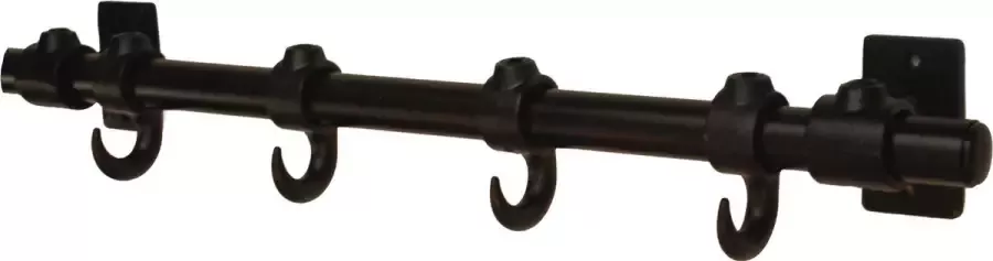 Ook4thuis Steigerbuis wandkapstok zwart van 60 cm met vier haken