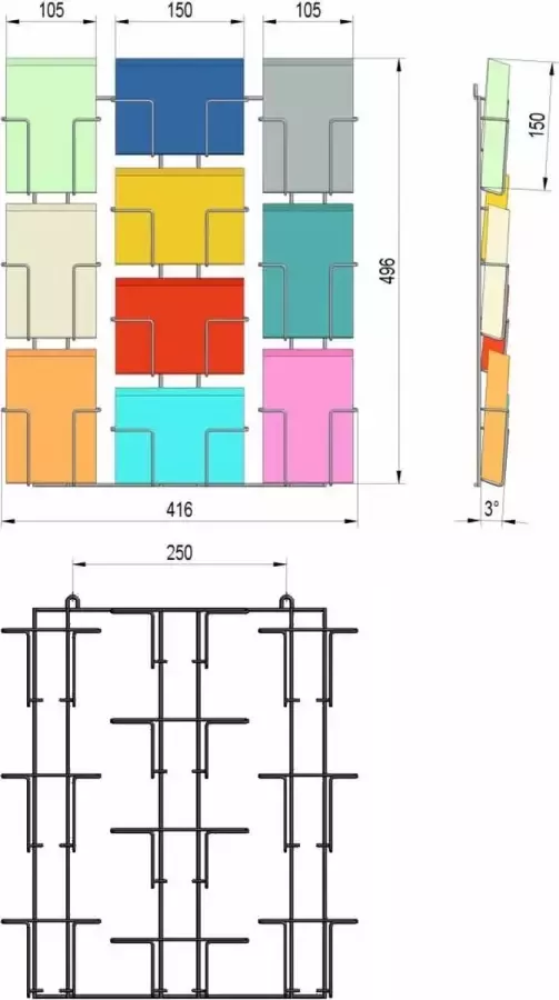 Ook4thuis Zwart kaartenrek voor 10x A6 kaarten (6x portrait en 4x landscape)