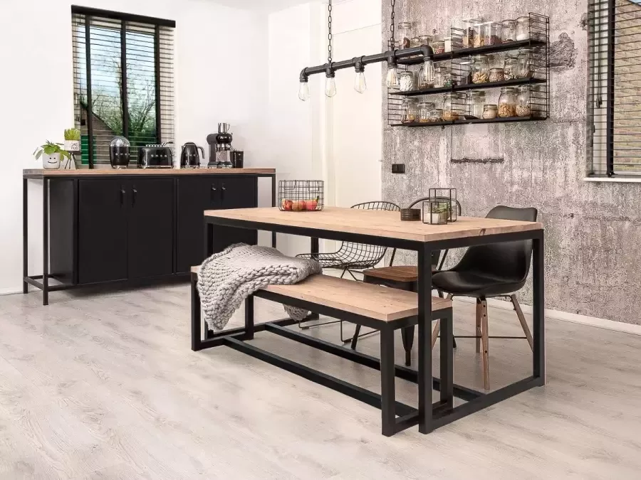 Oost & Dijk Interieur Industriële eettafel hout en metaal Bedam 200 x 100 x 75 cm