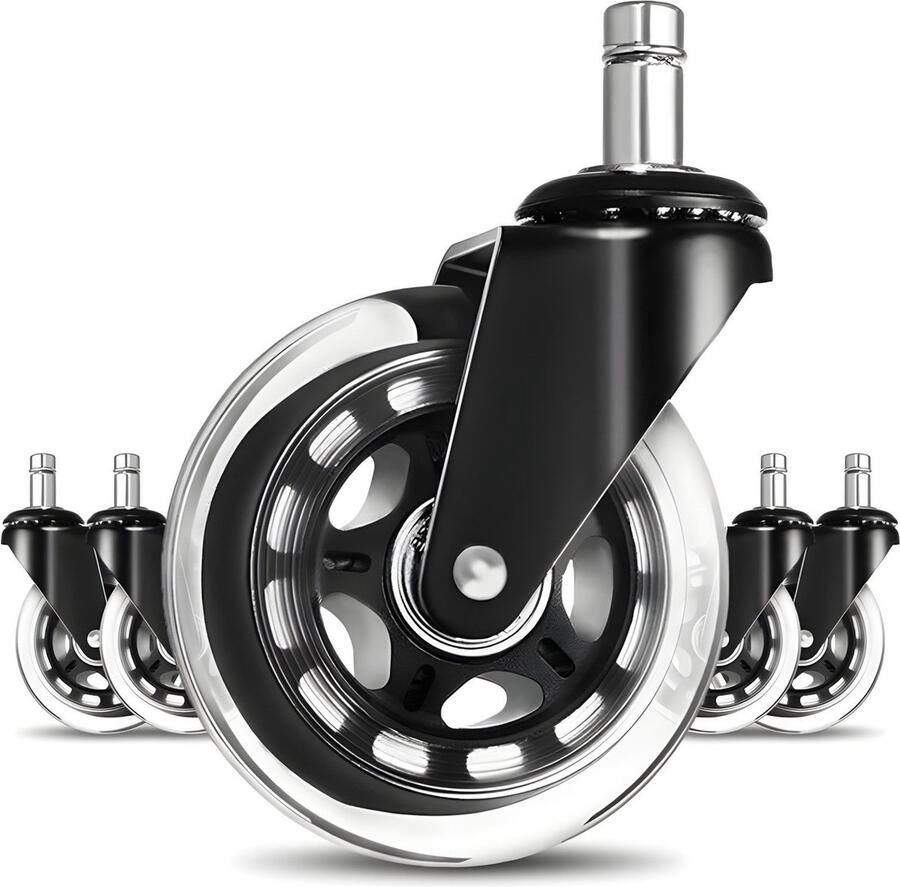 Ophy Bureaustoelwielen Set van 5 Wielen voor Bureaustoelen Vervangingswielen (5 Stuks voor Bureaustoelwielen op Tapijt en Parketvloeren) Duurzame Bureaustoelwielen 11x22mm