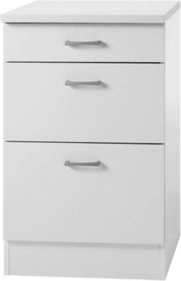 Optifit Klassik60 onderkast met 3 laden 84 5(h) x 50(b) x 60(d) cm met werkblad