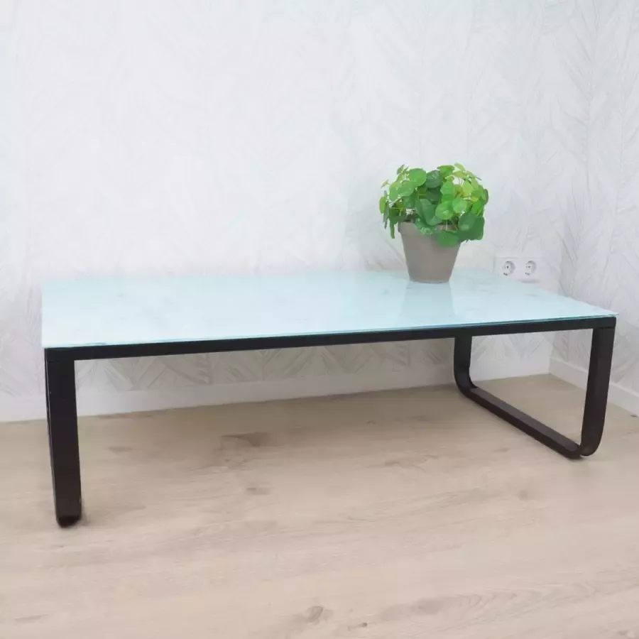 Orange85 Salontafel Marmer Zwart Glas Metaal Industrieel Rechthoek - Foto 3