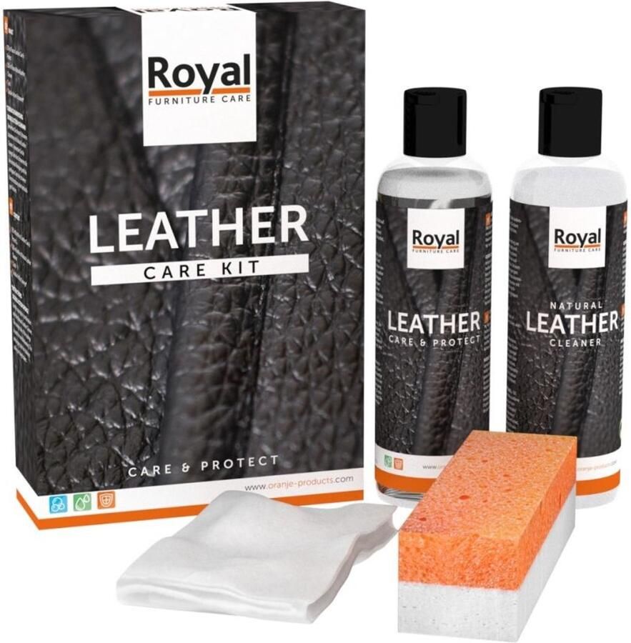 Oranje Furniture Care Onderhoud leer Leather Care & Protection Set 2x150 ml leer onderhoud