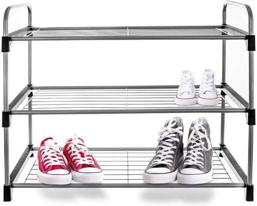 Orion group Schoenenrek Metaal 3-Niveaus 65 5x30x54 cm Schoenenbank Schoenenkast Opbergrek