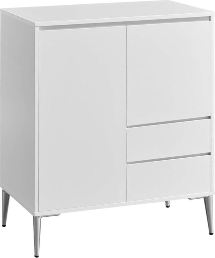 Orion Store Opbergkast Dressoir Keukenkast met Deuren In Hoogte Verstelbare Planken 2 Laden Modern 40 x 70 x 85 cm voor Woonkamer Keuken Studie Wolkwit