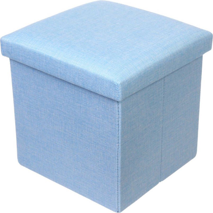 Orion Store Opbergkist Opvouwbaar Zitkist Zitbank Met Opbergruimte Kist Met Deksel Ruimtebesparend zit bank Zitbank Met Opbergruimte Opvowbare Poef Opbergdoos Ruimtebesparend zit bank Slaapkamer Hal Blauw 38 x 38 x 38 cm