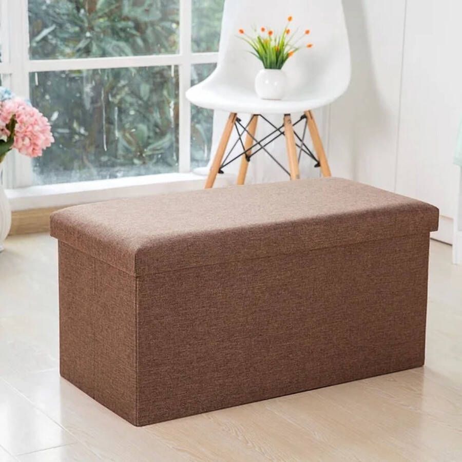 Orion Store Opbergkist Opvouwbaar Zitkist Zitbank Met Opbergruimte Kist Met Deksel Ruimtebesparend zit bank Zitbank Met Opbergruimte Opvowbare Poef Opbergdoos Ruimtebesparend zit bank Slaapkamer Hal Bruin 76 x 38 x 38 cm