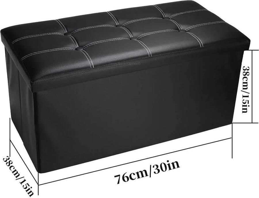 Orion Store *Opvouwbare Zitbank 110L Groot Capaciteit Opbergdoos Leer Voetsteun Voetenbank-zitbank met opbergruimte