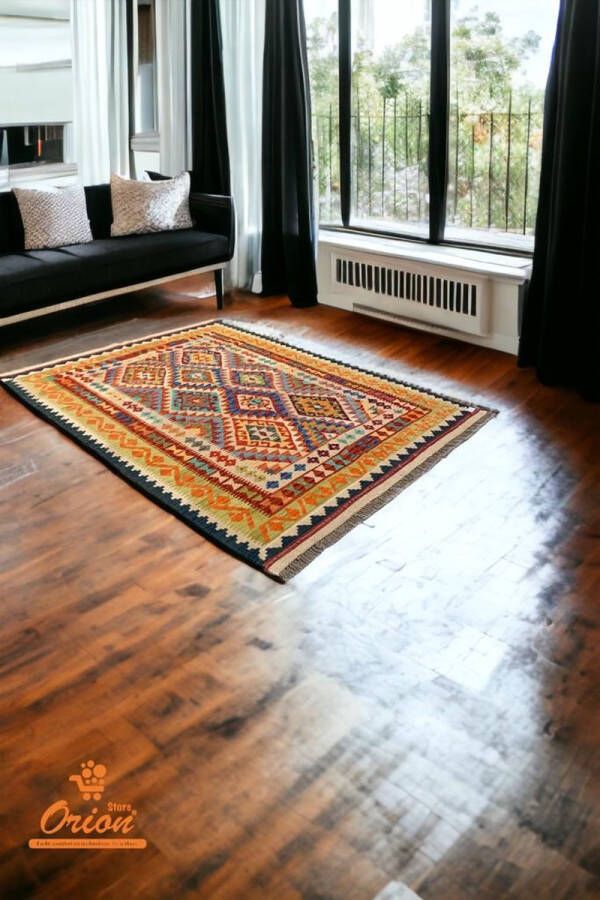 Orion Store Tapijt Rug Kilim Handgemaakte Kelim Authentiek Cadeau Speciaal Cadeau Uniek Cadeau Speciaal Present Handgemaakt Vloerkleed Afmetingen: 200 cm * 155 cm