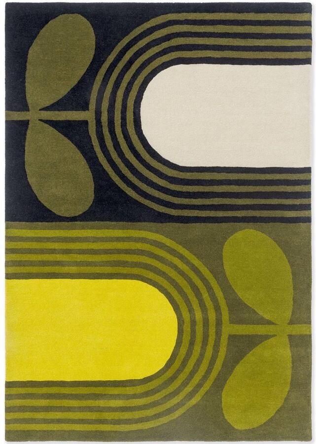 Orla Kiely Striped Tulip Seagrass 160307 Vloerkleed 120 x 180 cm Green Rectangular Wool Dining room Living room Floral Geometric Retro