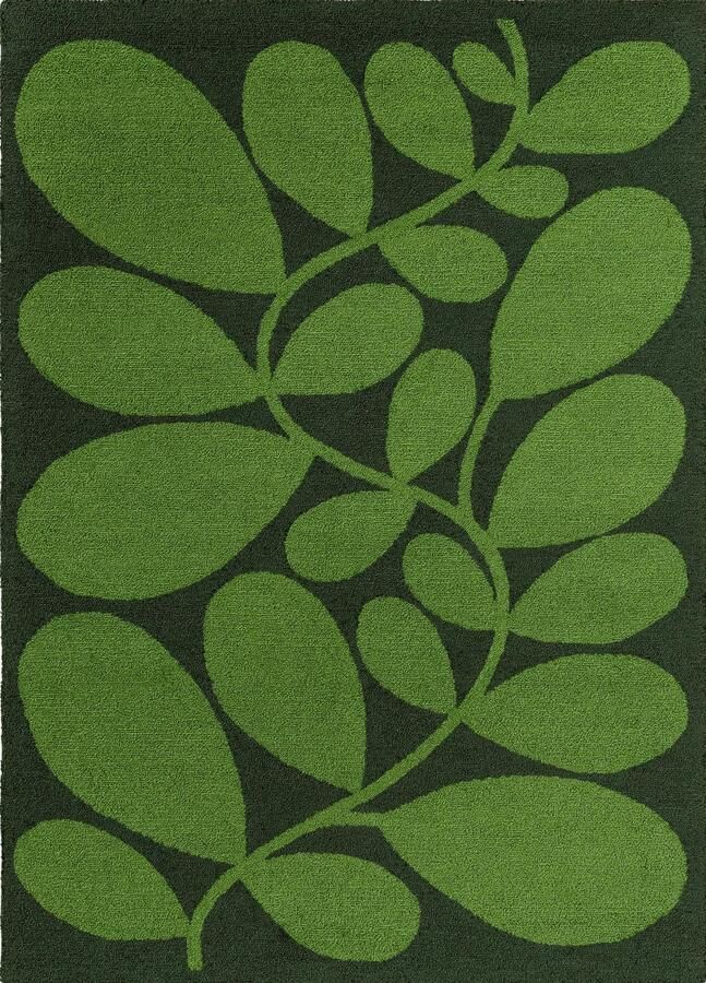 Orla Kiely Sycamore Dill 464207 Vloerkleed 140 x 200 cm Groen Rectangular PET Eetkamer Woonkamer Slaapkamer Bloemen Modern Buitentapijten