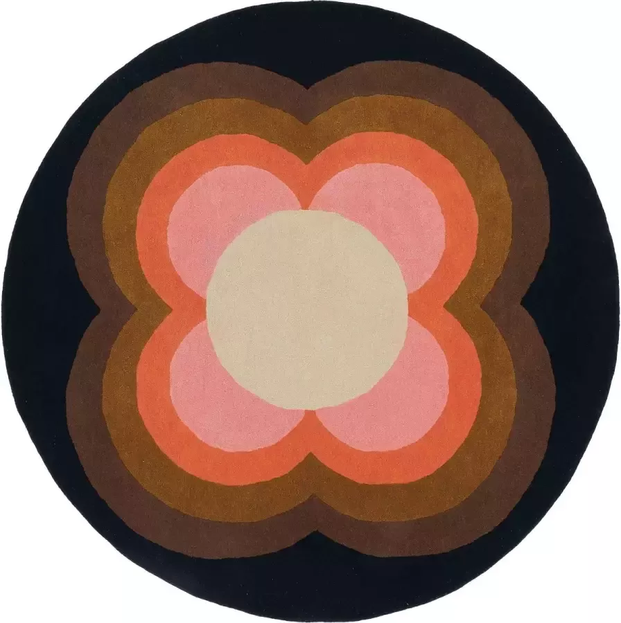 Orla Kiely Sunflow Pink 60005 Vloerkleed 150 rond Rond Tapijt Modern Meerkleurig