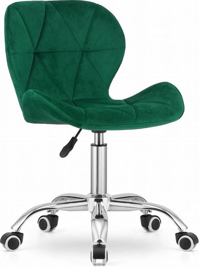 Merlkloos AVOLA DORY-21 Draaistoel Groen Ergonomisch en Verstelbare Zithoogte 5-Poot Chrome Basis Velvet Zitting Geschikt voor Thuis en Kantoor Max. 110 kg