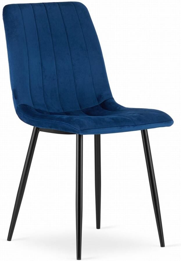 Oskar Eetkamerstoel LAVA Donkerblauw Zwarte Metalen Poten Velvet Bekleding Industriële Stijl Max. 110 kg Ergonomisch Design Comfortabele Zitting